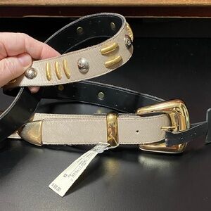 Vintage plus size 3X Stylish 1 1/8” wide Beige Belt with Gold and silver Accents